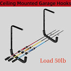 Heavy Duty Garage Storage Hooks, Overhead Garage Storage Rack, 4 Pack Wall Mounted Ladder Hook, Utility Ceiling Hangers & Organizer for Wood,Tools, Bicycle (10 x 14 Inch) - Image 6
