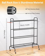 EXTCCT Basketball Rack with Wheels, 4 Tier Garage Ball Storage Organizer - Image 4