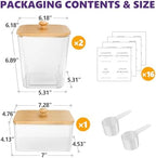 Moforoco 2+1 Pack Bamboo Laundry Pods Container, Clear Laundry Room Organization Containers,Large Laundry Detergent Powder Storage Containers Lids & Labels, for Scent Booster - Image 2