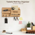 Lwenki Mail Organizer for Wall Mount – Key Holder with Shelf Includes Letter Holder and Hooks for Hallway Farmhouse Decor – Rustic Wood with Flush Mounting Hardware (16.5” x 9.1” x 3.4”) (Wood) - Image 5