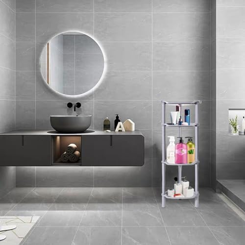 4 Tier Shower Caddy Corner,Plastic Shower Shelf Organizer for Inside Bathroom, Bathtub, Shower Pan, 13.5 x 10 x 33.5 Inches,Grey(Round Slot Grey 4 Tier) - Image 6