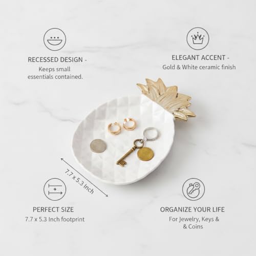 Multipurpose Ceramic Catchall Tray for Jewelry, Keys, and Snacks - 7.7 x 5.3 Inch Decorative Dish for Nightstand, Vanity, or Entryway (1 Piece) - Image 4