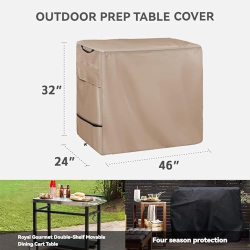 Outdoor Prep Table Cover for PC3404S Rolling Dining Table, Khaki - Image 2