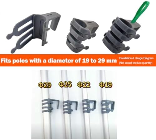 Broom and Mop Organizer for Cleaning Cart Wall Hanging Broom Holder with Hooks Tool Holder for Garage Garden Tool Rack Mop Holder Wall Mount Broom Hanger for Home Kitchen Bathroom - Image 3