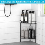 HuggieGems Metal Floor Standing Corner Shower Caddy, Matt Black, 2 Tier - Image 4
