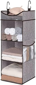 StorageWorks 3-Shelf Hanging Closet Organizer with Half Compartment | Add More Storage to Small Closets with 3 Shelves, a Side Pocket and Half Compartment, Ideal for Bedrooms, Dorms and RVs, Grey by StorageWorks