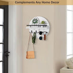 dreampossible Key Holder for Wall Decorative with Shelf and Hooks, Mail Organizer Wall Mount with Sunglasses Holder, Circular Design Entryway Key Rack Hanger, Rustic Home Decor for Mudroom - Image 3