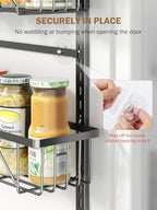 Delamu Adjustable Over the Door Pantry Organizer, 9-Tier Metal Pantry Organization and Storage for Kitchen, Hanging Spice Rack Seasoning Shelves, Cabinet Door Organizer for Easy Install, 16" Black - Image 4