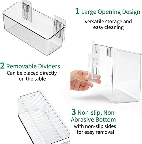 vacane 2 Pack Plastic Adhesive Mount Over Cabinet Door Organizer, Wall Organization Container Makeup Organizer Hanging Basket Bins for Kitchen, Pantry, Craft Room, Office, Space Saving Holder - Image 4