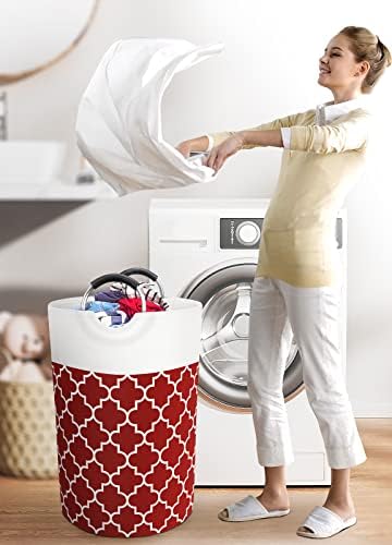 Fabspace Large Laundry Basket Laundry Hamper Bag Washing Bin Clothes Bag Collapsible Tall with Handles Waterproof Travel Bathroom College Essentials Storage for College Dorm, Family (Red) 75L - Image 6
