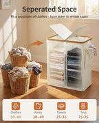 MIZATTO 140L Laundry Hamper with Lid, 2 Section Dirty Laundry Bin - Image 2