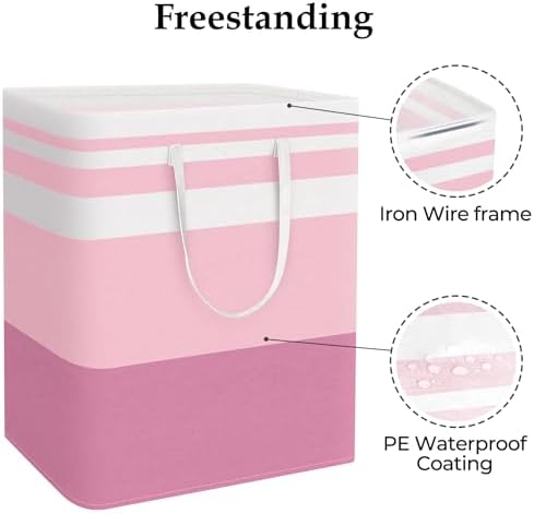 StorageRight Laundry Basket Hamper, 125L Collapsible Clothes Storage, Pink - Image 3