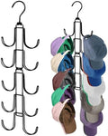 Hat Organizer for Closet: Collapsible Caps Rack with 10 Large Hooks by NAKBINX