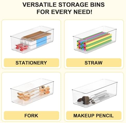 Set of 4 Pantry Organizers and Storage, Clear Plastic Bins(2L+2S) - Image 6