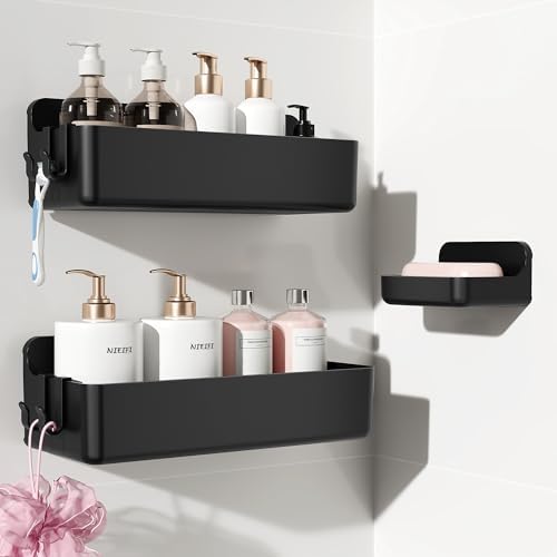 Nieifi Adhesive Shower Shelves, Black, 3 Pieces by Nieifi