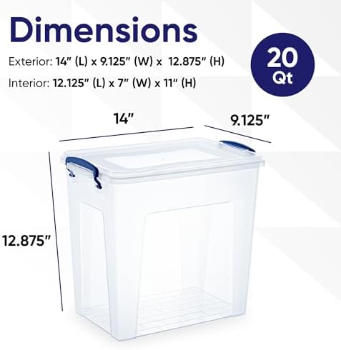 Superio 14.7 Quart Clear Plastic Storage Boxes with Lids, Stackable Organizer Containers, BPA-Free Storage Bins for Home, Office, School & Dorm, 4 Pack - Image 2