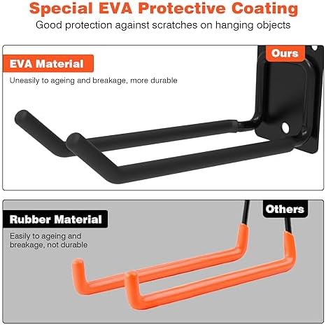 6 Pack 7.8 Inch Heavy Duty Garage Hooks, Ladders Storage Wall Mount Hanger - Image 6