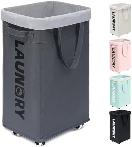 Goodpick 75L Laundry Basket with Wheels & Removable Wash Bag for Dorm by Goodpick