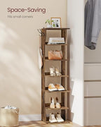 VASAGLE 7-Tier Vertical Shoe Rack, Narrow Shoe Storage Organizer with Hooks - Image 4