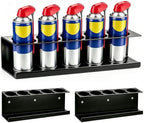 2 Pack Wall-Mounted Spray Bottle Holder, Heavy-Duty Steel Black Aerosol Can Storage Rack with 10 Holes, Spray Paint Can Organizer for Garage, Shop, Home, Tool Trailer & Service Truck by StorageRacks