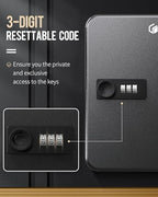 Uniclife 20-Key Steel Key Cabinet, Black Key Box with Combination Lock - Image 5
