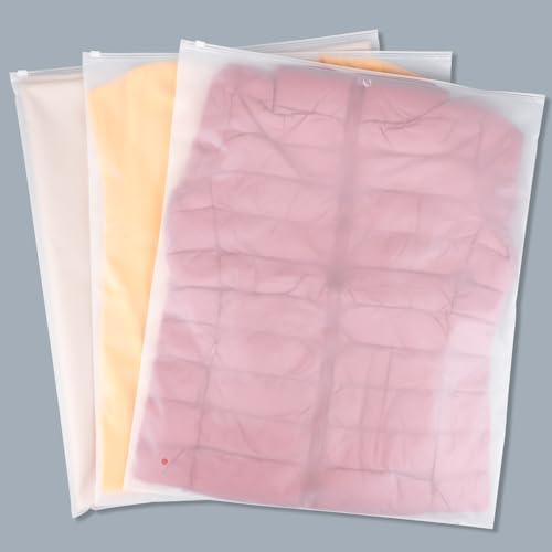 Clothing Bags, 25 Count 20x24 inch Jumbo Extra Large Frosted Zipper Plastic Bags for Clothes, Sweater Dress, Backpack, Blanket, T Shirt Packaging Shipping, 3 Mil, with Vent Holes by Svaldo