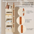 Homsorout Hanging Closet Organizer 4 Tier - Clothes Hanging Shelves, Space-Saving Closet System, Fabric Storage Bins Bedroom Organization, Collapsible Baskets for Home, Dorm, Rv, Beige, 8 Pack - Image 2