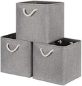 Bidtakay Grey Baskets Foldable Storage Cube Bins 13x13x13 Cube Storage Organizer Closet Set of 3 Fabric Storage Baskets for Home Office Large Baskets for Nursery Baby Toy Storage by BidtakayBaskets