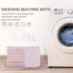 45L Small Woven Laundry Basket Hamper with Handles, Pink - Image 6