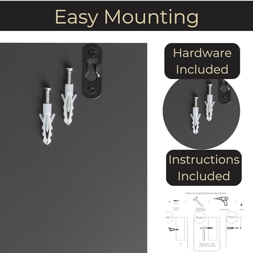 BLU MONACO | Wall-Mounted Mail and Key Holder in Grey Wood | Two-Tier Mail Organizer with Gold Hooks | Entryway Command Center for Home or Office - Image 4