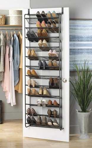 Whitmor 36 Pair Over the Door Shoe Rack, 12 Tier Hanging Shoe Organizer, Heavy Duty Metal & Mesh Shoe Holder, Hanging Shoe Rack for Closet Organizer & Storage, 69" L x 21.7" W x 7.5" H, Gunmetal Gray - Image 2