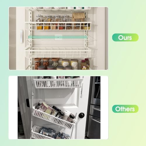 Mefirt 12 Inch Wide Narrow Over The Door Pantry Organizer 6-Tier Black - Image 6
