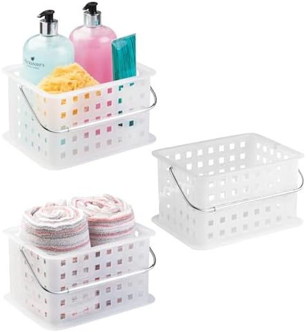 iDesign Portable Shower Caddy Basket with Handle, Set of 3, Frost by iDesign