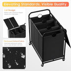 180L Laundry Sorter 3 Section, Rolling Laundry Basket with Wheels and Lid - Image 4