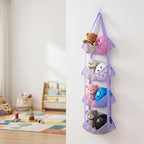 2 Pack Hanging Ball Storage Organizer, 4-Tier Mesh Holder for Basketballs, Soccer Balls and Toys, Space-Saving Ball Organizer for Kids Room, Garage & Home Ball Storage Solution (Purple) - Image 3