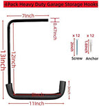 Heavy Duty Garage Storage Hooks, Overhead Garage Storage Rack, 4 Pack Wall Mounted Ladder Hook, Utility Ceiling Hangers & Organizer for Wood,Tools, Bicycle (10 x 14 Inch) - Image 2