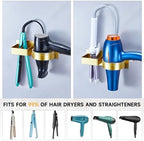 Hair Dryer Holder Wall Mounted, Hair Straightener Holder, Blow Dryer Holder Adhesive, Hair Tool Organizer for Flat Iron, Hairdryer, Curling Iron Holder for Bathroom Vanity Barber Shop (Gold) - Image 5
