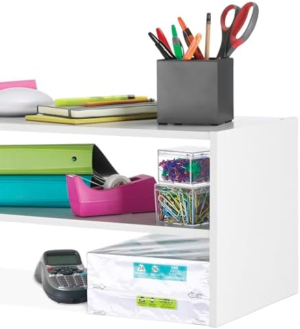 Whitmor Stackable 28" Extra Wide 2-Shelf Storage Organizer,Stackable Wood Combination Shoe Organizer Racks Shelves for Closets, Entryway, Hallway, Garage, White - Image 5