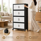 4 Tier Foldable Storage Cabinet with Wheels and Magnetic Doors, Premium PP Material Large Storage Organizer, Space-Saving Utility Storage for Home, Apartments, Dorm, Office, Rv - Image 7