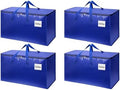 4 Pack XL Heavy Duty Moving Bags with Reinforced Stitching & Smooth Dual Zippers, Large Capacity Storage Totes for Clothes, Closet, Travel & Home Organization, Blue by YeueysMovingEasy