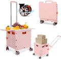 FELICON SELORSS Folding Utility Cart Portable Rolling Crate Handcart-Pink by FELICON
