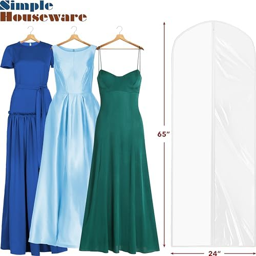Simple Houseware 65-Inch Clear Garment Bags with Zipper for Gowns, 2 Pack - Image 3