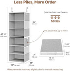 StorageWorks Hanging Closet Organizer, 6-Shelf with 2-in-1 Design, Ivory | Maximize Closet Space with Reinforced Shelves, Small Closet Storage Solution for Bedrooms, Dorms and RVs, Jumbo - Image 2