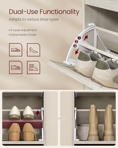 VASAGLE Shoe Storage Cabinet with 3 Flip Drawers, Slim, Holds 12‑20 Pairs - Image 5