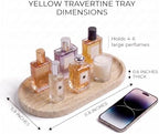 YKAJO Natural Travertine Beige Oval Marble Tray, 11.8x5.9 Vanity Organizer - Image 3