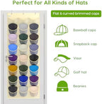 Baseball Hat Rack, 24 Pocket Over-The-Door Hat Organizer with Clear Deep Pockets to Display Baseball Caps Collection, Complete with 3 Over Door Hooks (Beige, 24 Pockets) - Image 4
