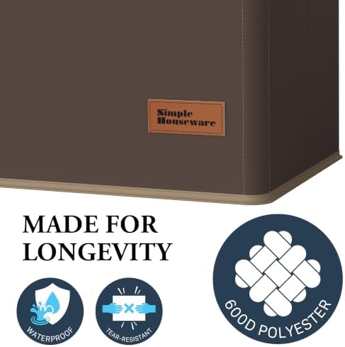 Simple Houseware Foldable Laundry Hamper Basket with Lid and Bag, Brown - Image 5