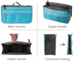 Vercord Purse Organizer Insert for Handbags Bag Organizers Inside Tote Pocketbook Women Nurse Nylon 13 Pockets Blue Large - Image 5