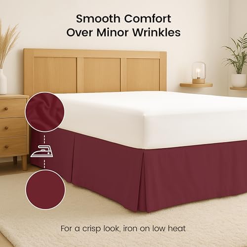 Utopia Bedding Queen Bed Skirt - Soft Quadruple Pleated Ruffle - Easy Fit with 16 Inch Tailored Drop - Hotel Quality, Shrinkage and Fade Resistant (Queen, Burgundy) - Image 6
