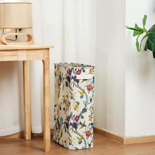 efluky Slim Laundry Basket, Narrow Laundry Hamper with Handles, Collapsible Dirty Clothes Hamper, Tall Laundry Bin for Laundry Room, Dorm and Bedroom, 48L (12.7 Gallon) Floral - Image 5